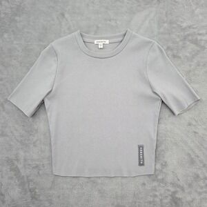 Hemsmith Ribbed Crop Top T-Shirt Womens L Gray Short Sleeve Made In NYC